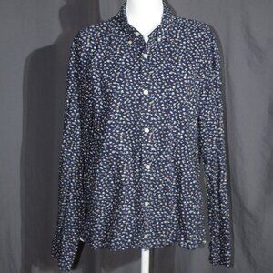 GAP Navy Blue Ditsy Floral Button-Down Shirt - Women's Size XL